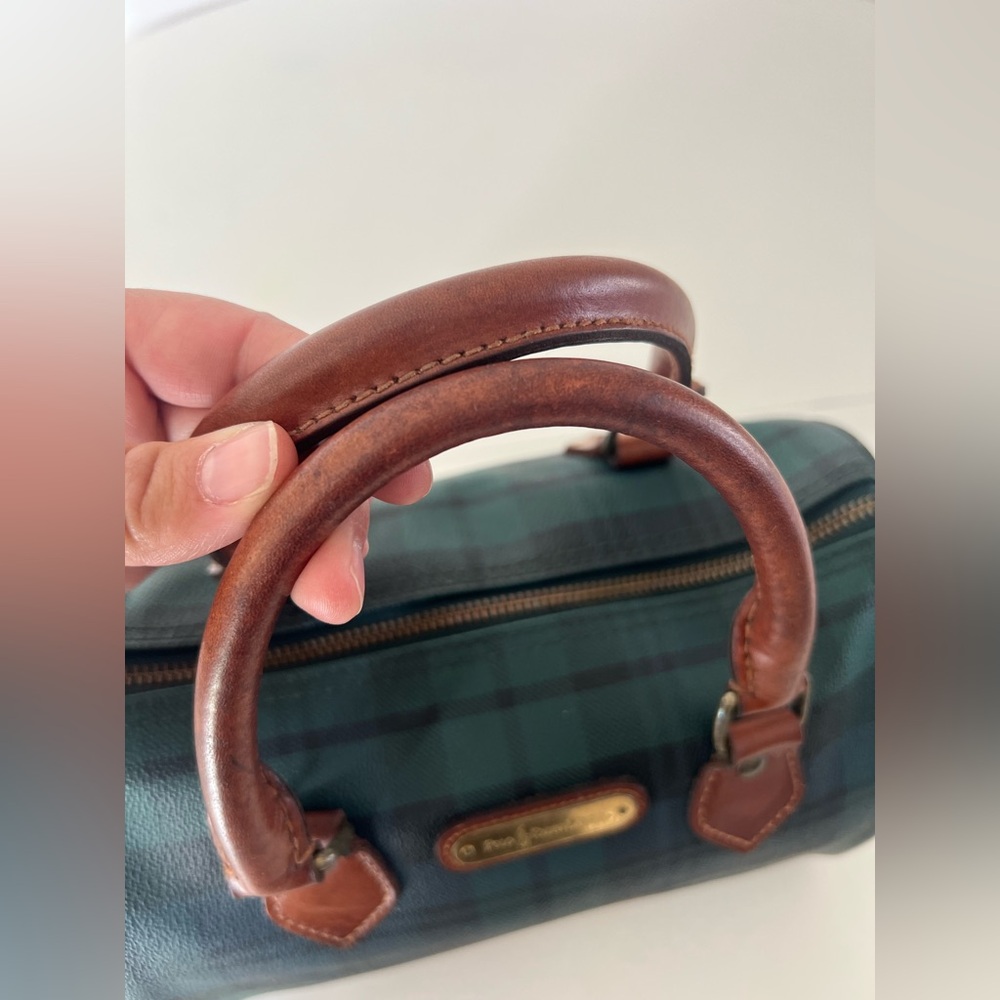 Polo Ralph Lauren Vintage Blackwatch Plaid Leather Boston Satchel Hand Bag - Picture 5 of 16